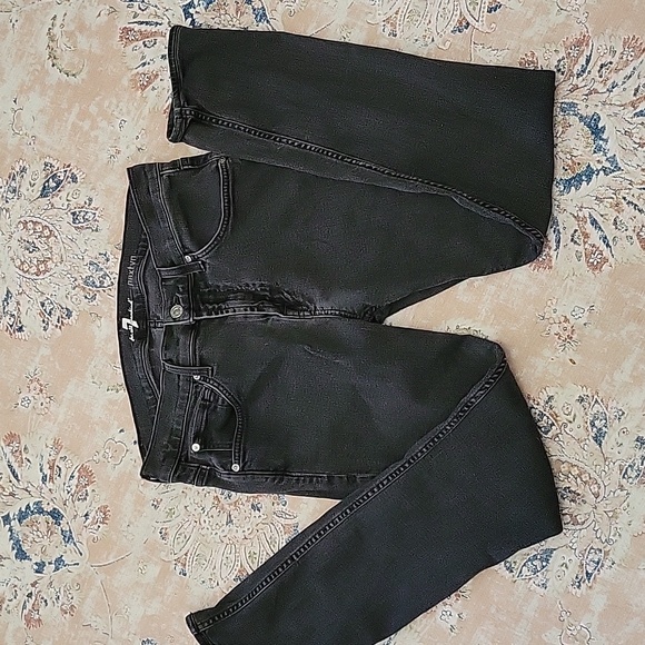 7 for all mankind Paxtyn black classic jeans stretch skinny 5 pocket 33x29 EUC…